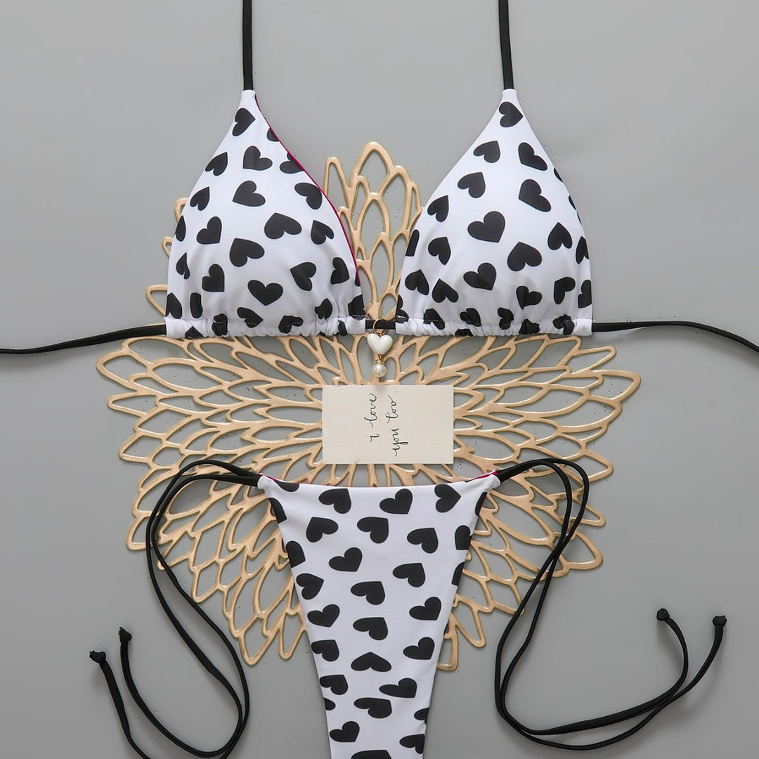 Dame Triangel-Bikini med hjerter Skovae