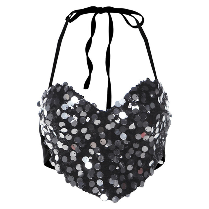 Dame Bustier-top med glitrende pailetter og sødt hjerte-design Stilla