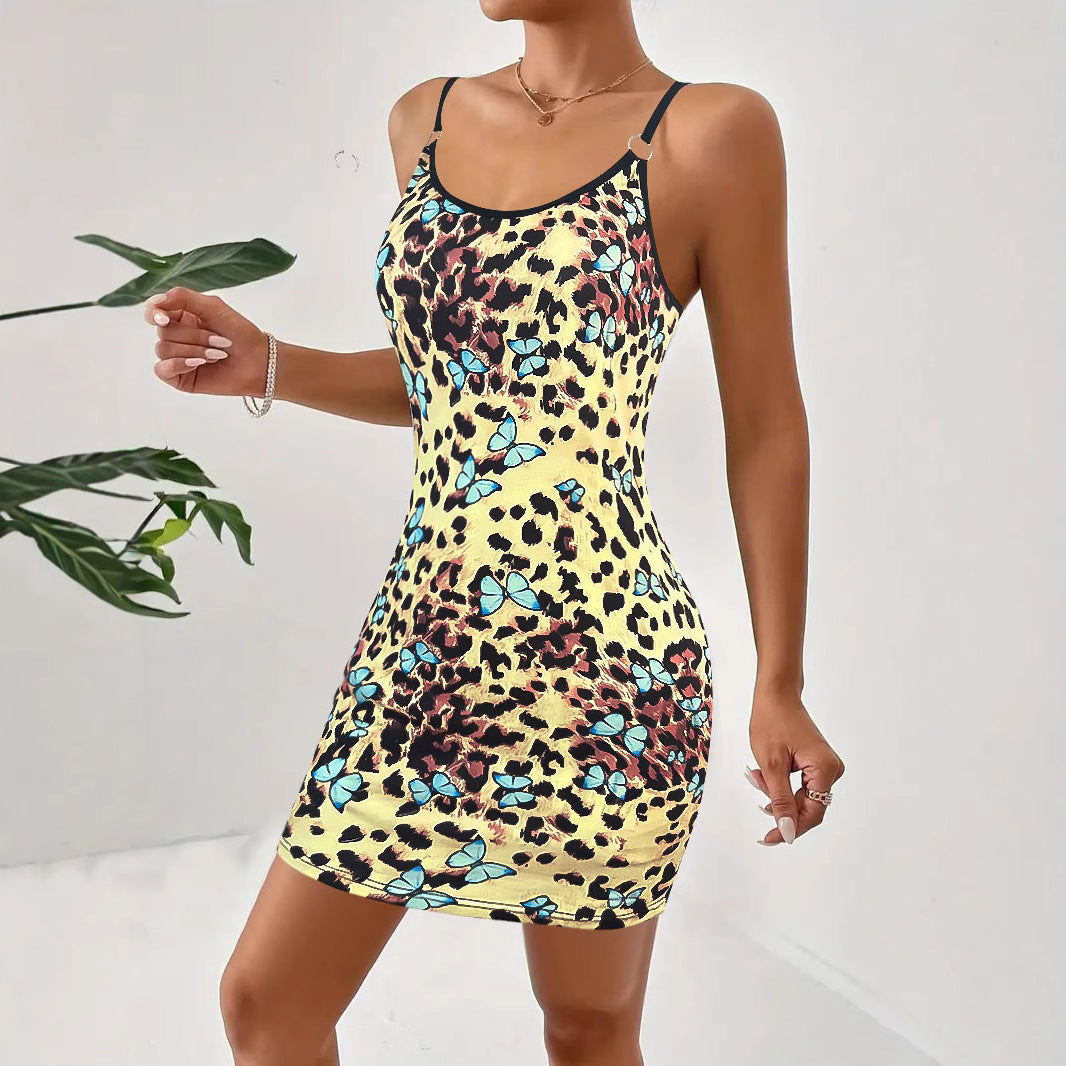 Dame Bodycon Mini Kjole med Sommerfugle- og Dyretrykdesign Stilla