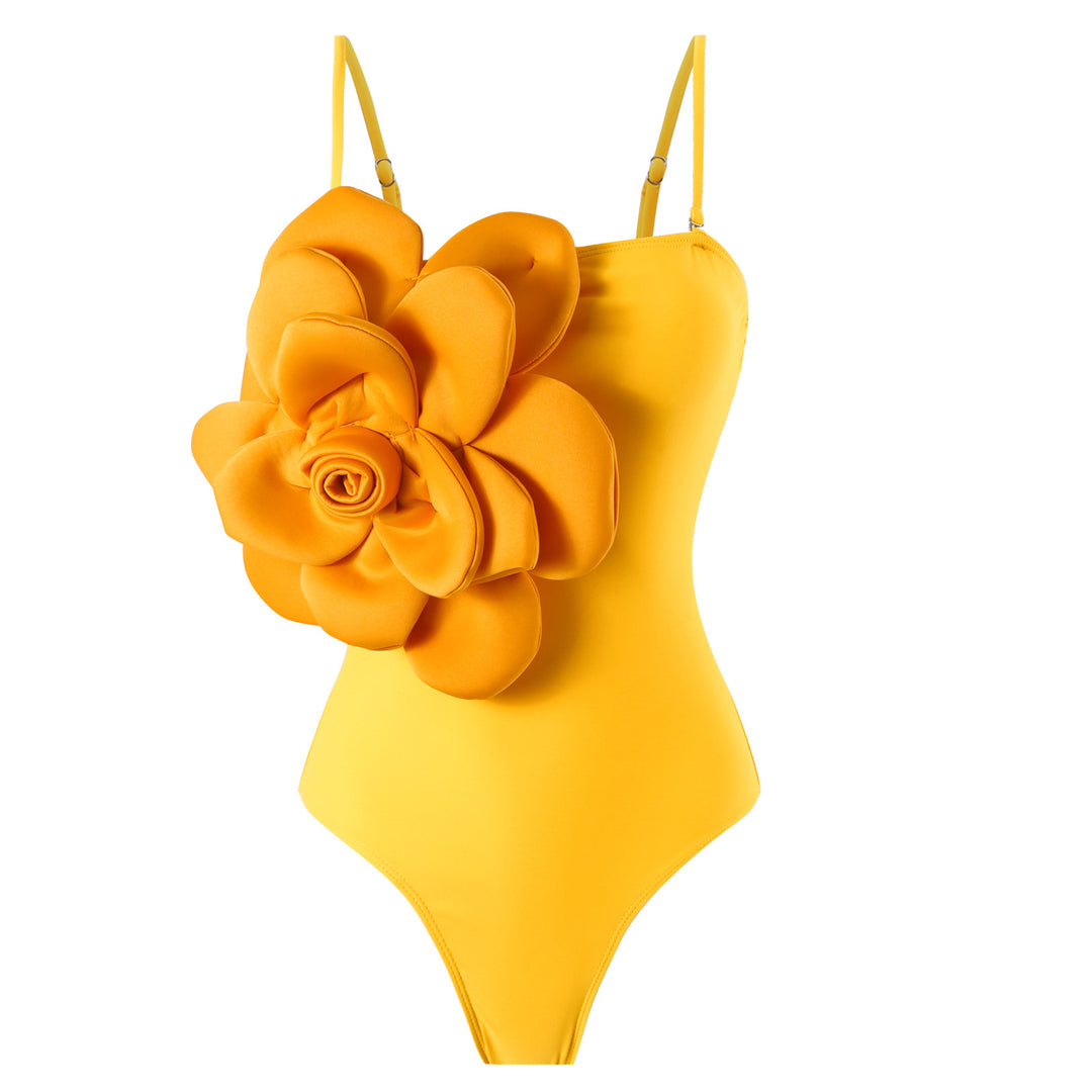 Dame badedragt med blomster 3D-design og elastisk indpakningsskørt Stilla