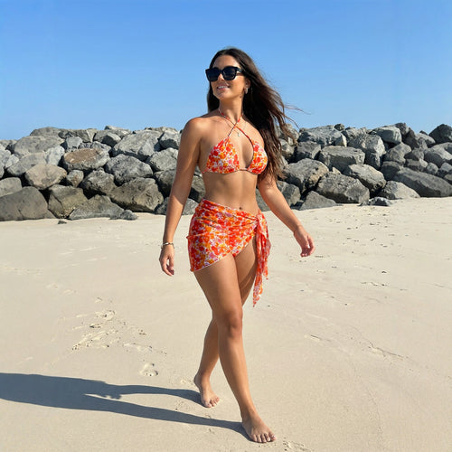 Dame triangel-bikini med legende blomsterdesign skovae