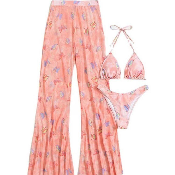 Dame Flared Strandbukser og Triangle Bikini Sæt Stilla