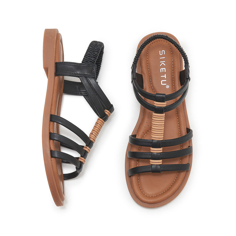 Dame sandaler med ergonomisk fodseng og elastiske remme Stilla