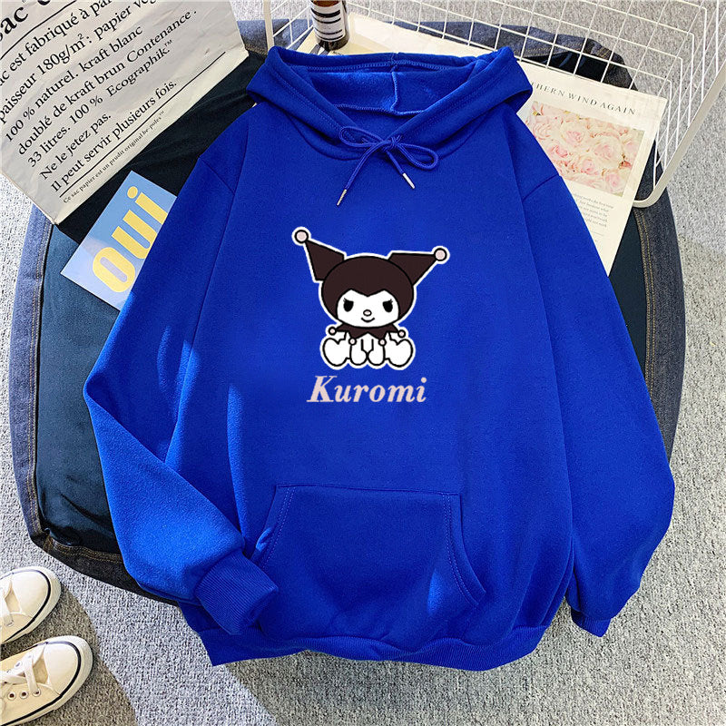 Kvinders hoodie med sødt ko-motiv og høj kvalitet fleece-foring Skovae