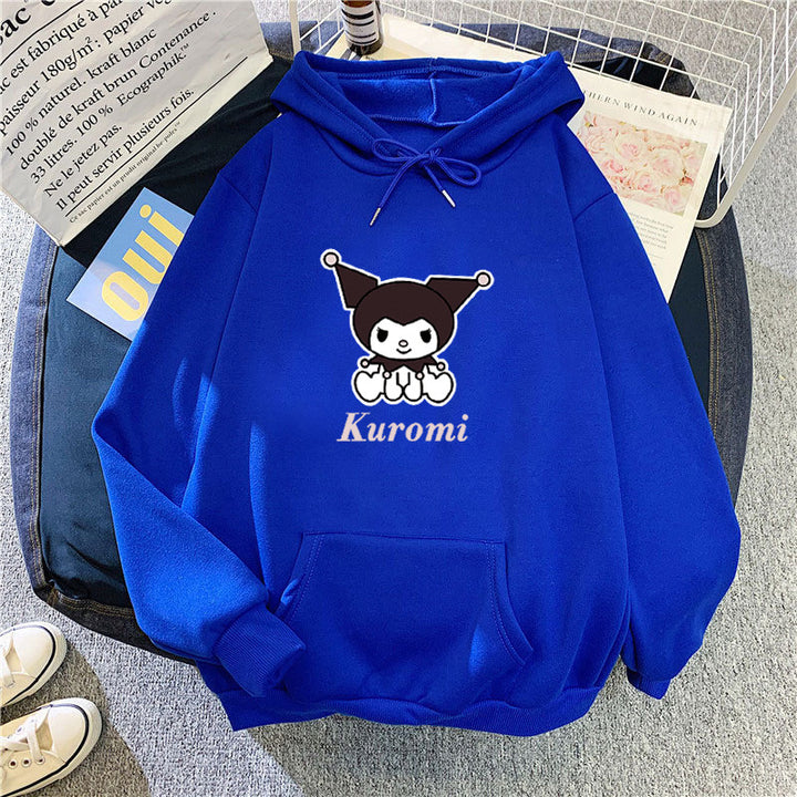 Kvinders hoodie med sødt ko-motiv og høj kvalitet fleece-foring Skovae