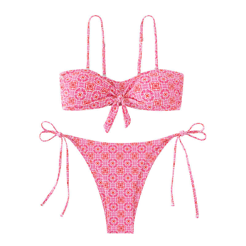 Dame Bandeau-bikini med dekorativ knude og legende bindinger Skovae