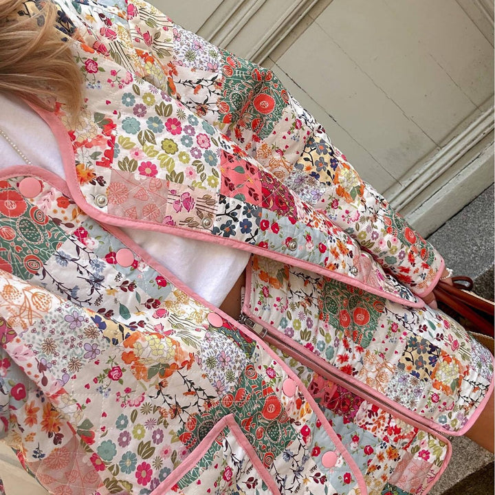 Dame Patchwork Nederdel med lynlås og sidelommer Skovae