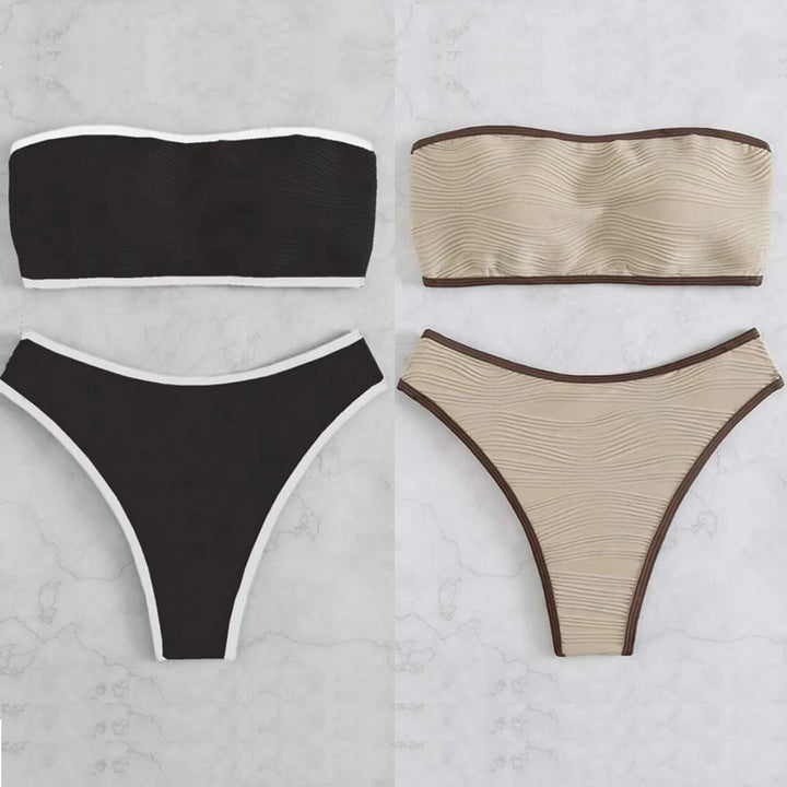 Dame bandeau-bikini-sæt med struktureret design Skovae