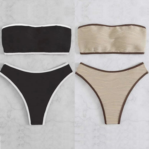 Dame bandeau-bikini-sæt med struktureret design Skovae