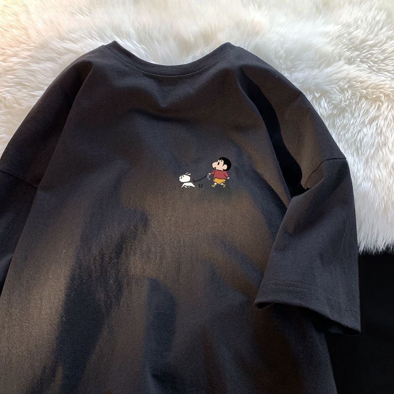 Dame T-shirt med minimalistisk tegneserie-motiv Stilla