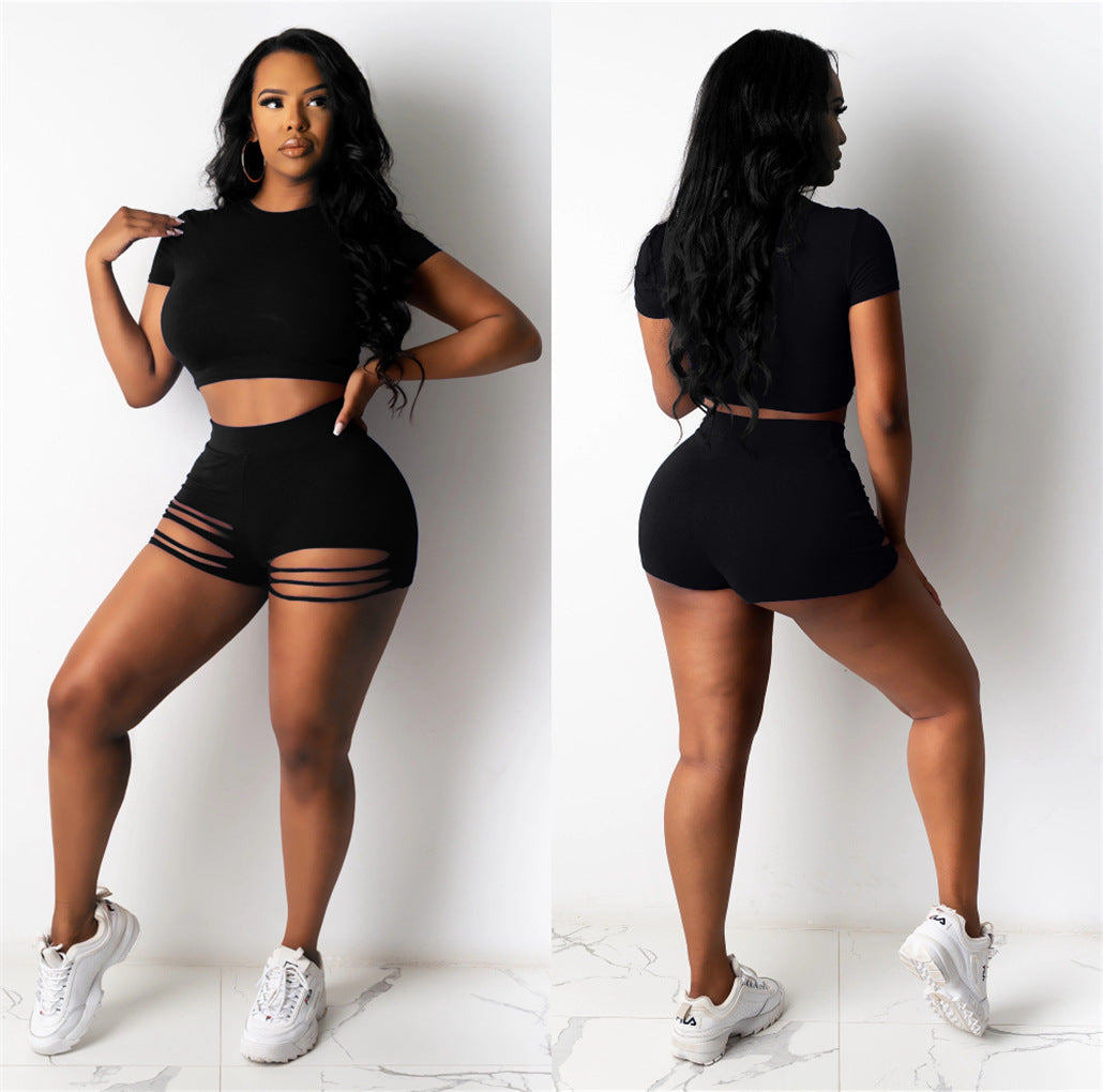 Dame Sports Crop-Top og Shorts med Cut-Out-detaljer Stilla