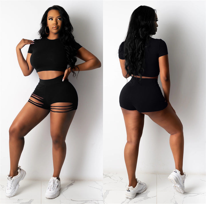 Dame Sports Crop-Top og Shorts med Cut-Out-detaljer Stilla