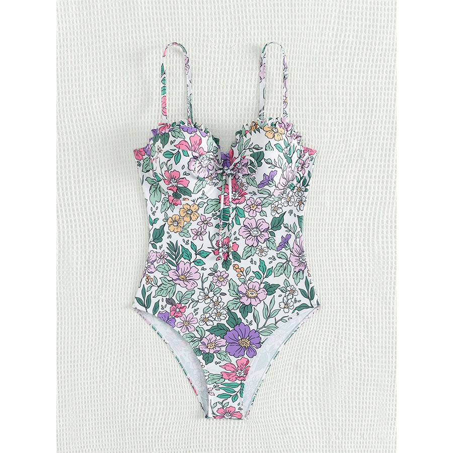 Dame One-Piece Badedragt med blomstermotiv og justerbare stropper Stilla
