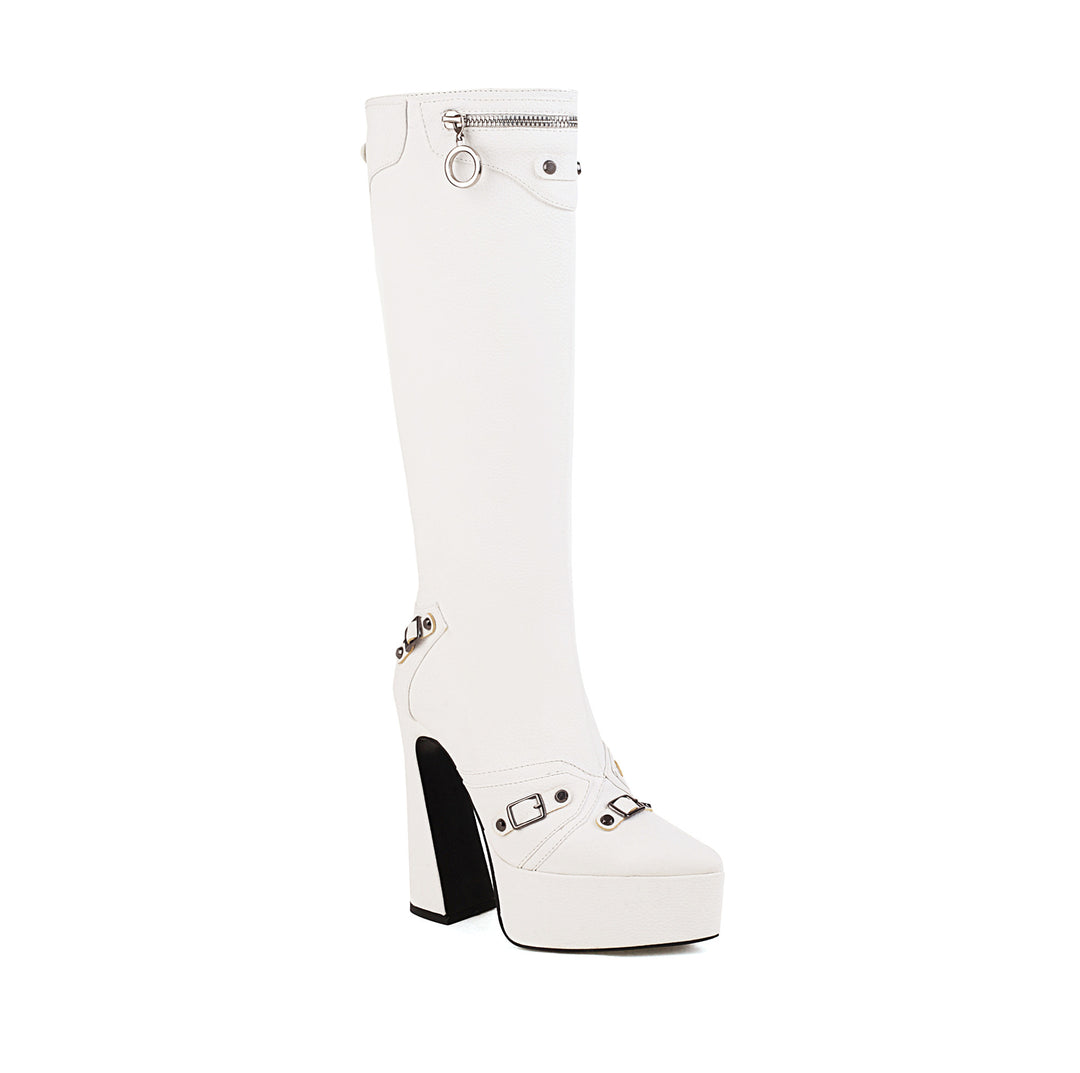 Femme Platform lår-høje Stiletto Støvler med futuristiske accenter Stilla