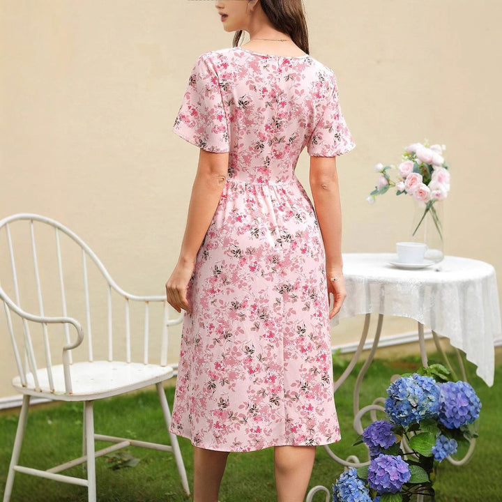 Dame Maxikjole med blomsterdesign og taljebælte Stilla