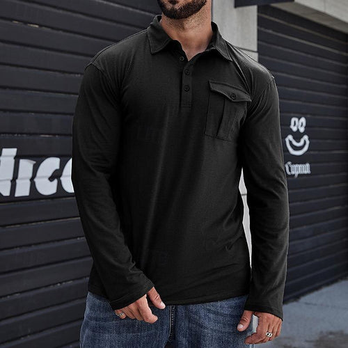 Herre Langærmet Poloshirt med praktisk brystlomme og moderne snit Stilla