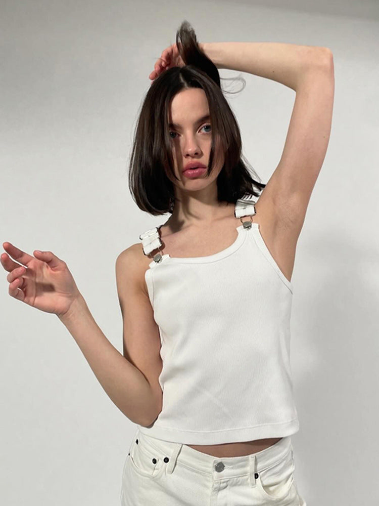 Femme justerbare stropper Crop Top Stilla