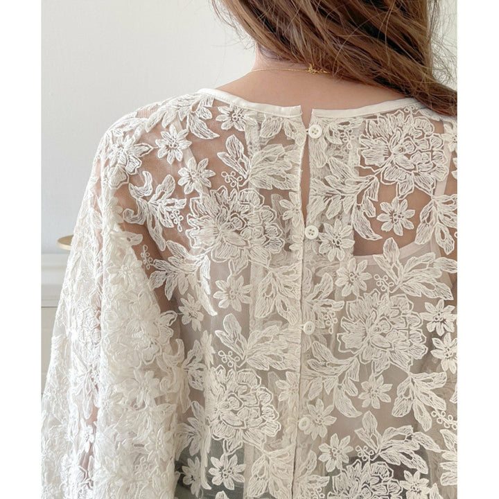 Dame Blomster spids Overlay Bluse Stilla