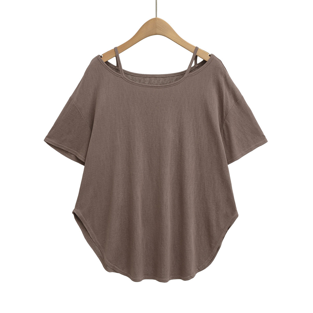 Damer afslappet oversized T-shirt med rygfri design og innovativ skæring Stilla