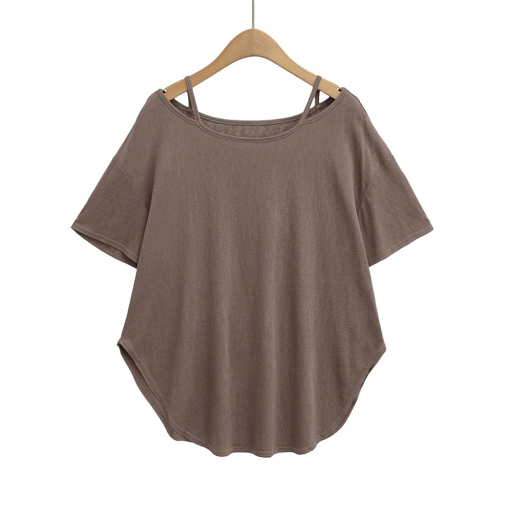 Damer afslappet oversized T-shirt med rygfri design og innovativ skæring Stilla
