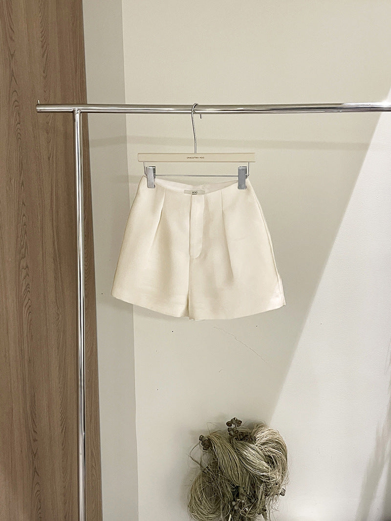 Dame elegante shorts med høj talje og struktureret stof Stilla