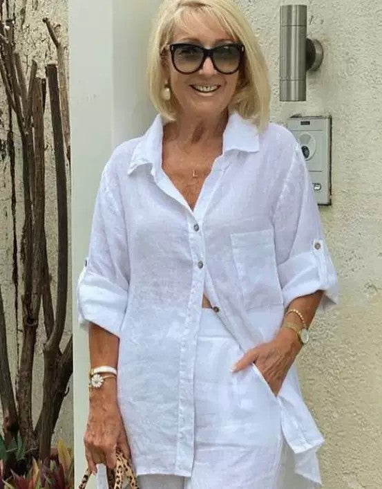 Dame Let Linned Bluse Stilla