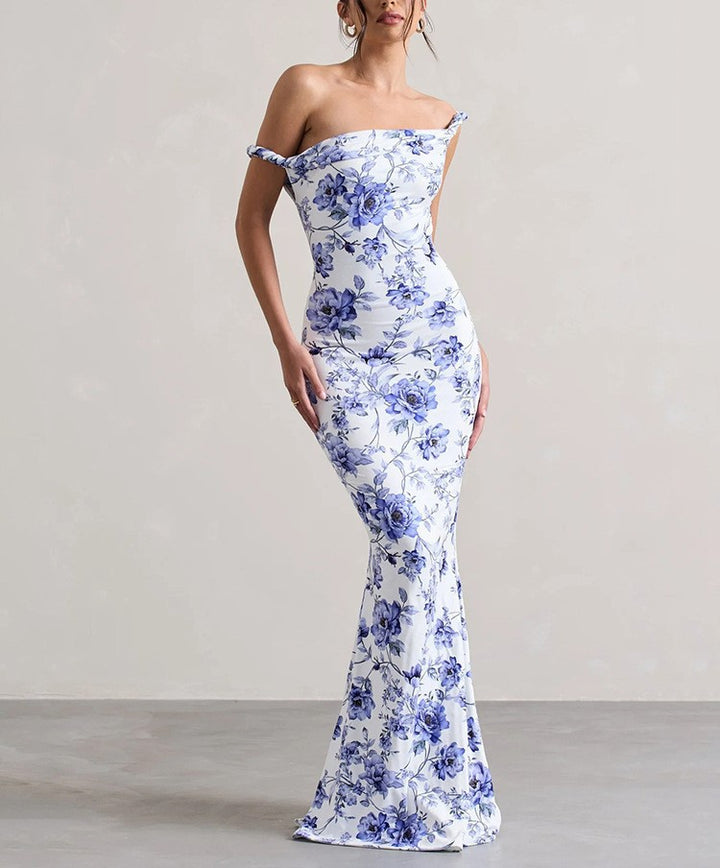 Damer Off-Shoulder Leopardmønster Maxi Kjole Stilla