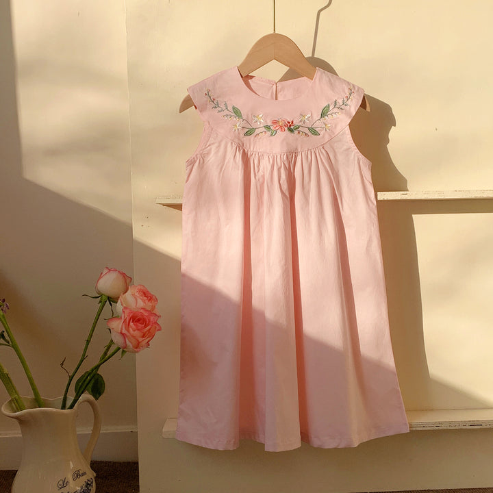 Pige Floral Broderet A-Linie Kjole Stilla