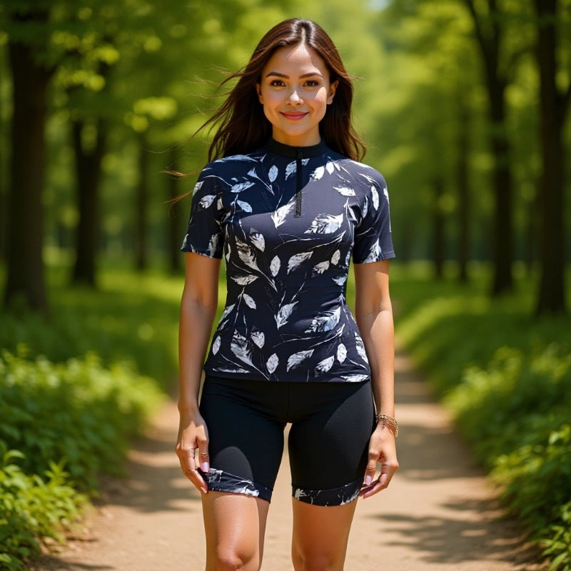 Damer Sporty Kortærmet Badedragt med Blomsterprint Skovae