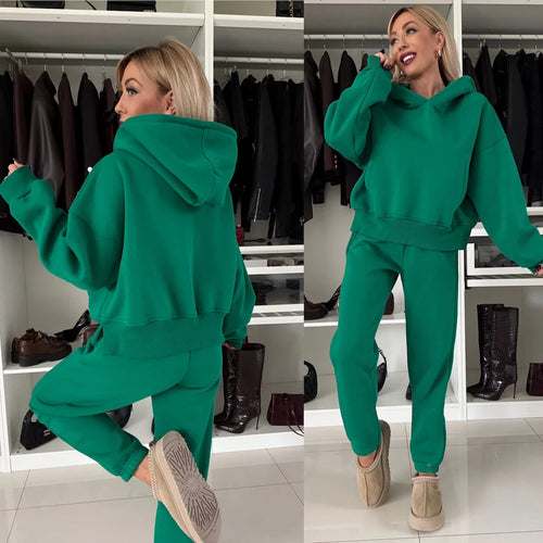 Kvinder komfortabel hoodie og casual joggingbukser sæt Skovae