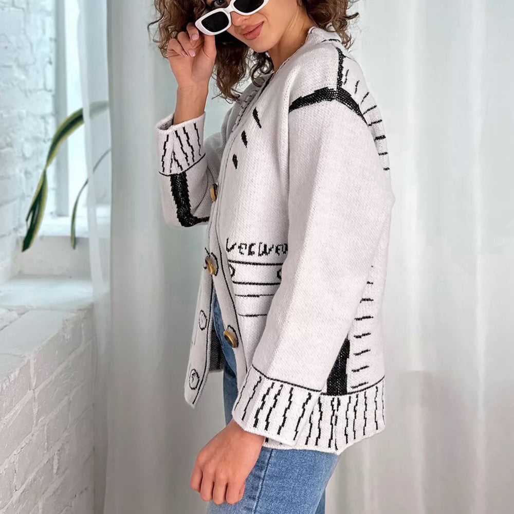 Kvinders cardigan med asymmetrisk design og kontrasterende knapper Stilla