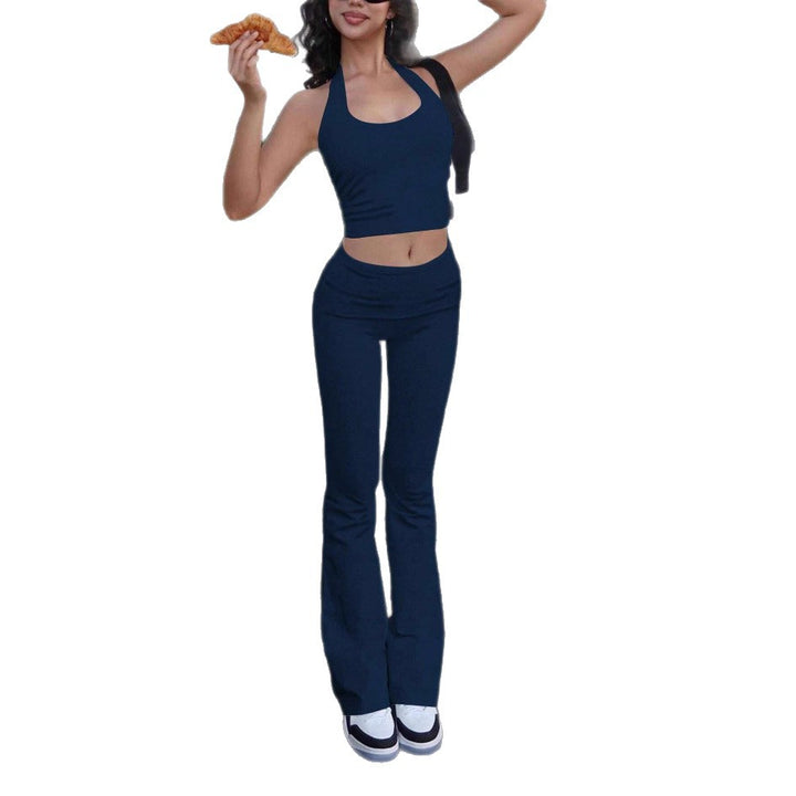 Dame Sporty To-delt Sæt med flared Leggings og Crop Top Stilla
