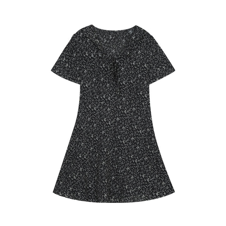 Dame skjortekjole med blomstermønster og V-udskæring Stilla