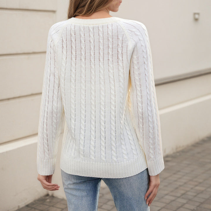 Damernes strikkede sweater med hjerteapplikation og luftig stingstruktur Stilla