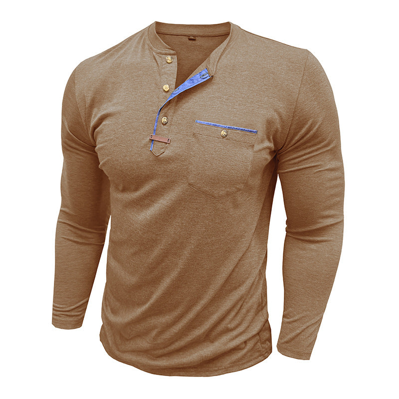 Herren Langarm-Henley-Skjorte med modetrend Knapliste og stilfuldt Lomme-design Stilla