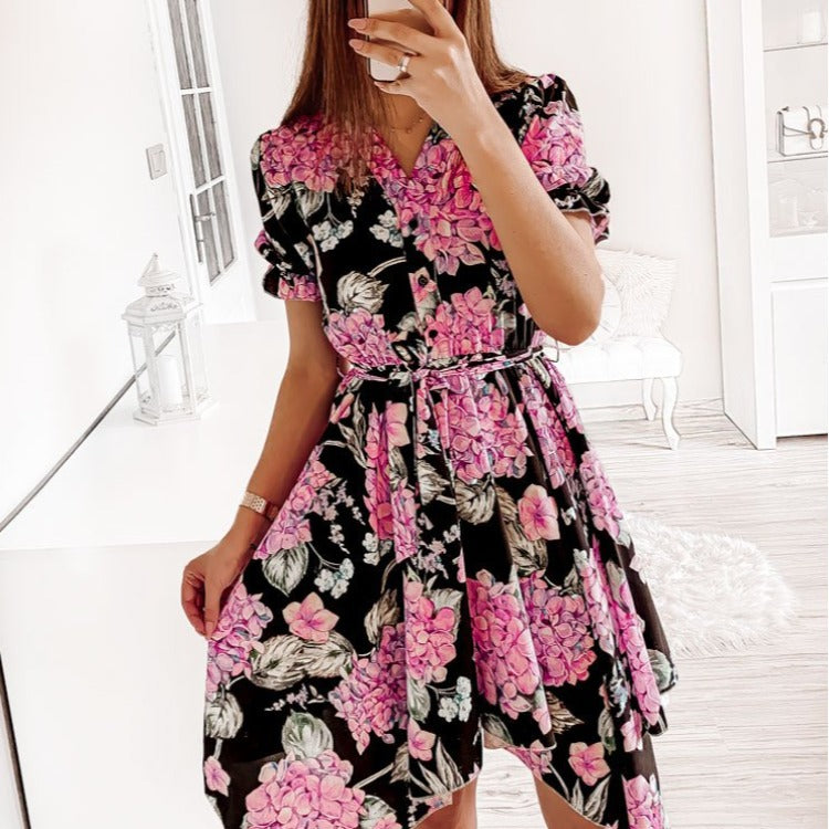 Dame Floral High-Low Kjole Stilla