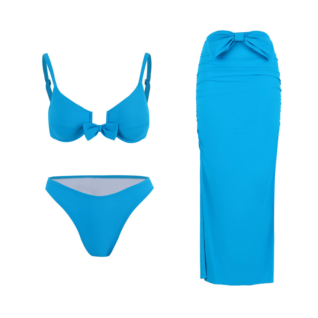 Dame bikini-sæt med elegant indpakningsnederdel og moderne bustier-top Stilla