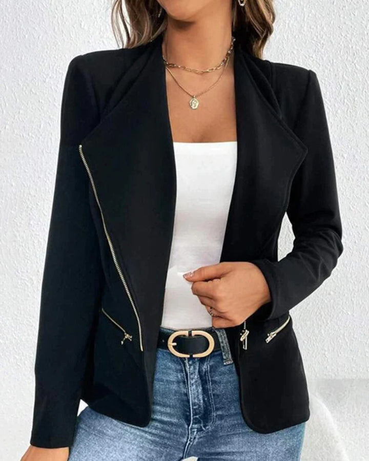 Dameblazer med asymmetrisk lynlås og elegante lommer Stilla