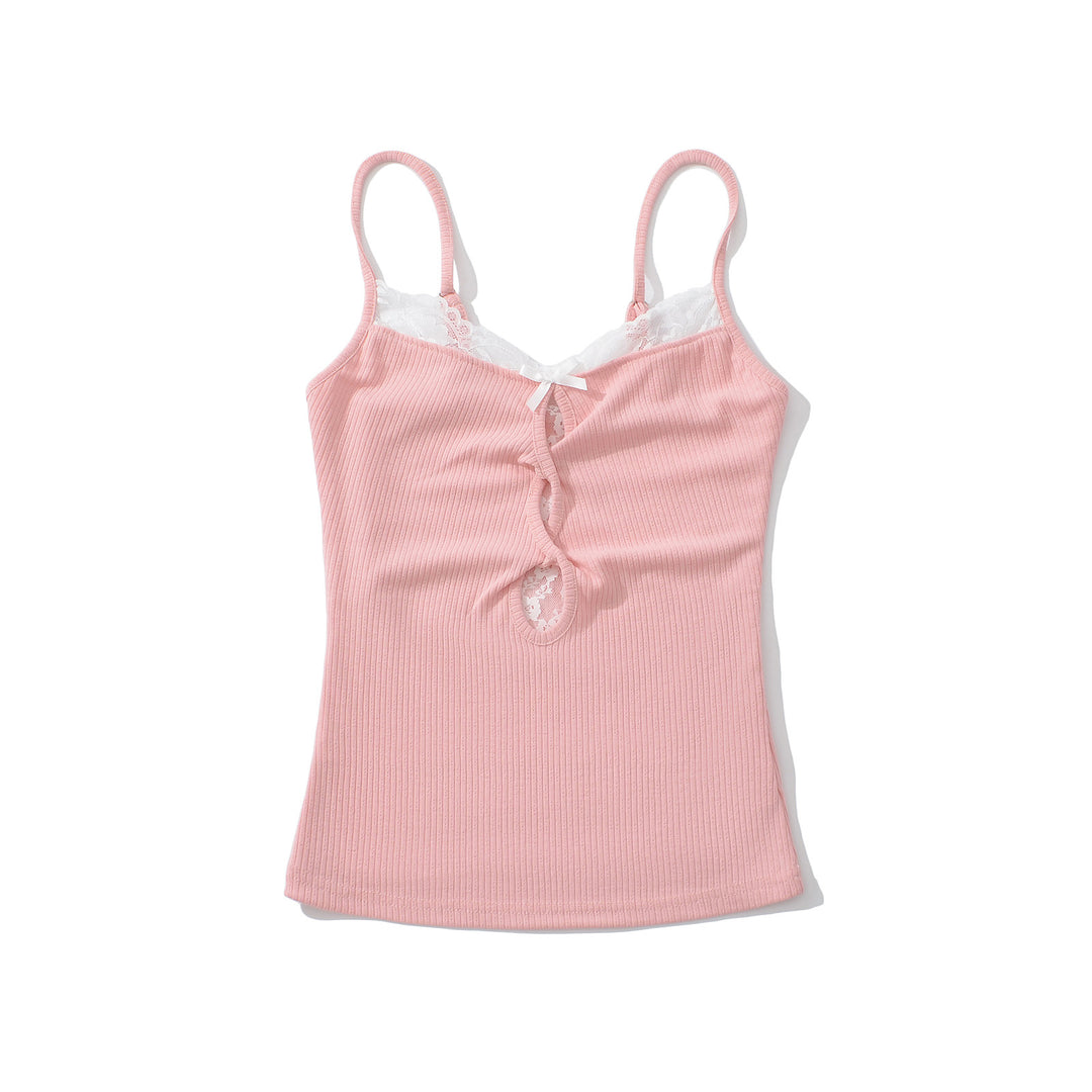 Dame Basic-Camisole med blondeaccenter og justerbare stropper Stilla
