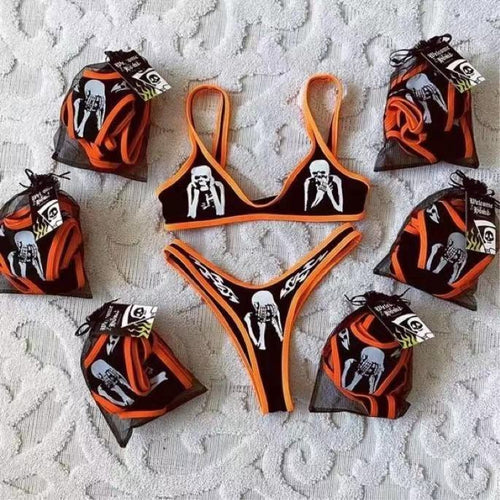 Dame Triangel-Bikini-Sæt med spændende grafikdesign Skovae