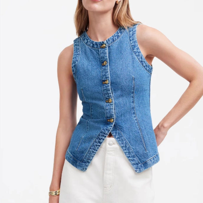 Damer Denim Vest Stilla