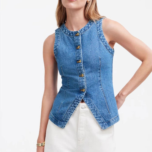 Damer Denim Vest Stilla