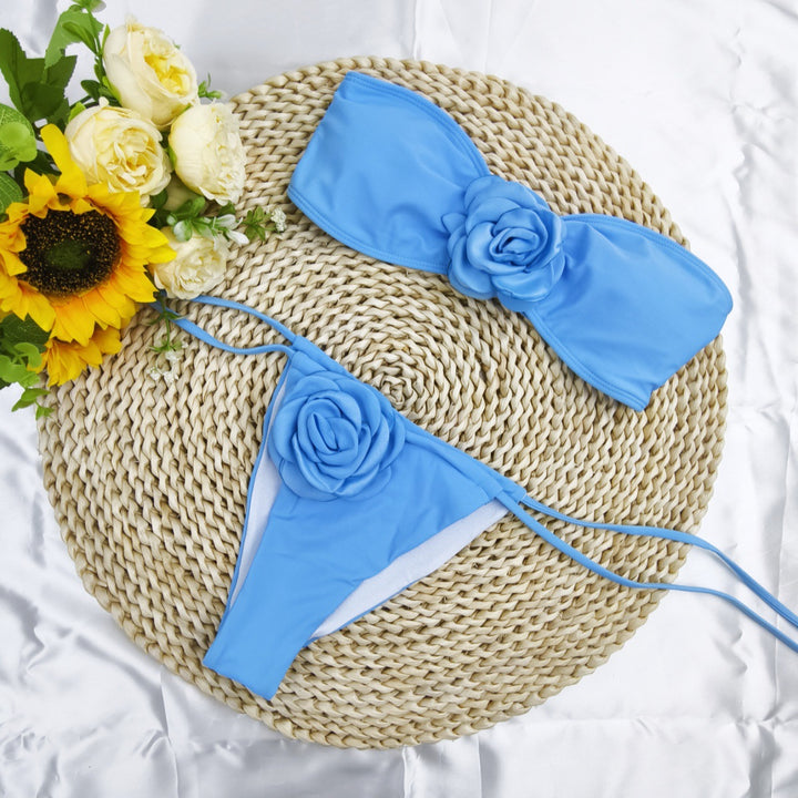 Dame Bikini-sæt med blomster top og sidesnore Stilla