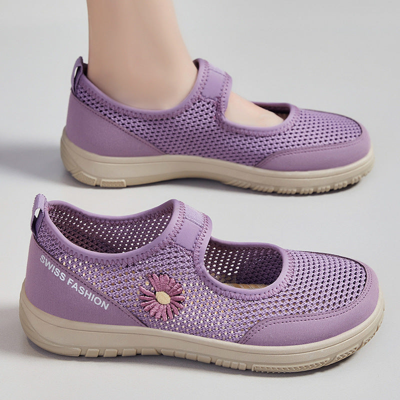 Dame Åndbare Mary Jane Sneakers med elastisk Rem Stilla