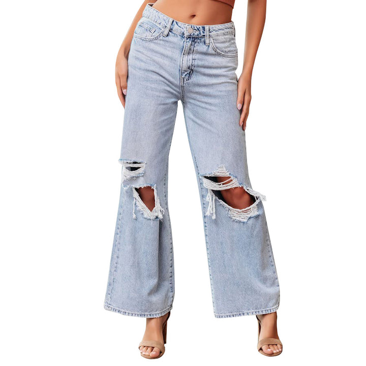 Damer Løstskårne Ripped Jeans med mode detaljer Stilla