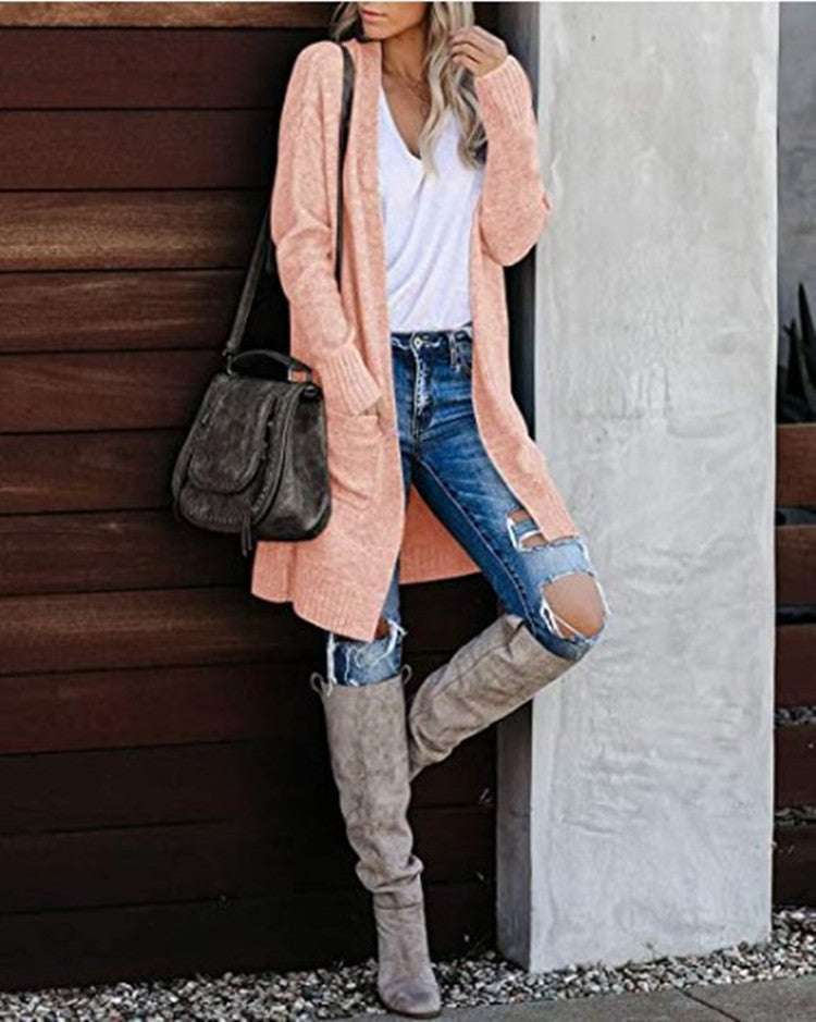 Dame chunky strikket cardigan med afslappet pasform og praktiske lommer Stilla