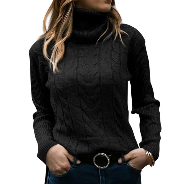 Dame strikpullover med elegant rullekrave og snoningsmønster Stilla