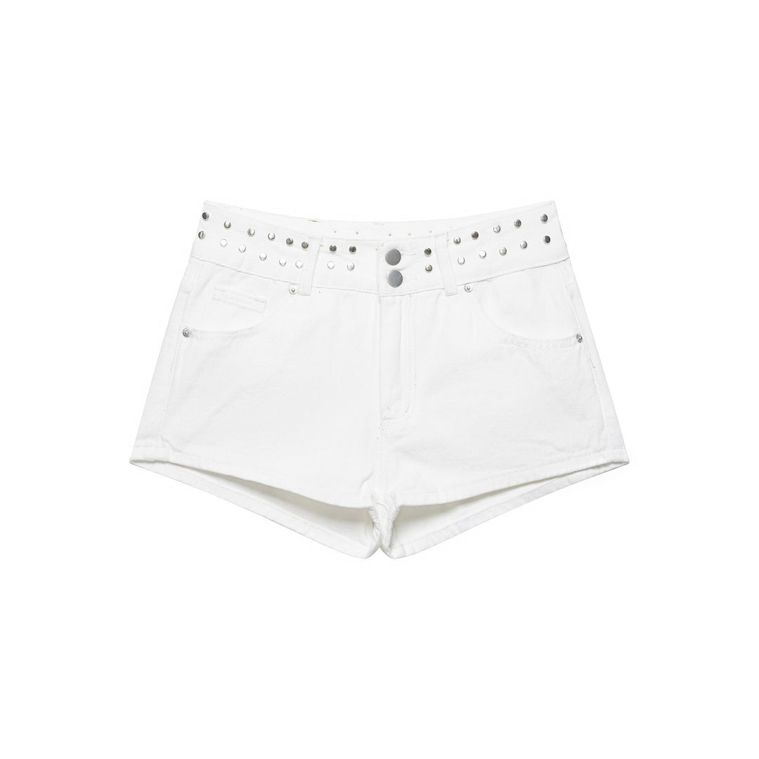 Dame stilfulde shorts med metalliske detaljer og høj talje Skovae