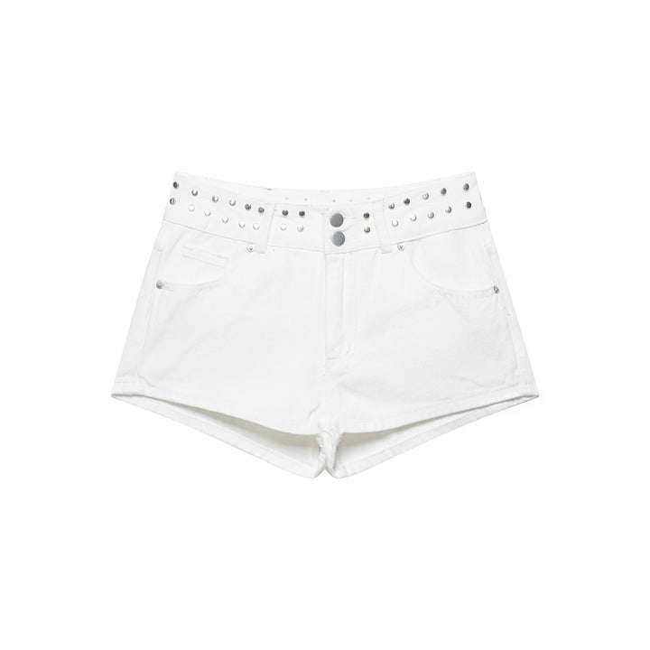 Dame stilfulde shorts med metalliske detaljer og høj talje Skovae