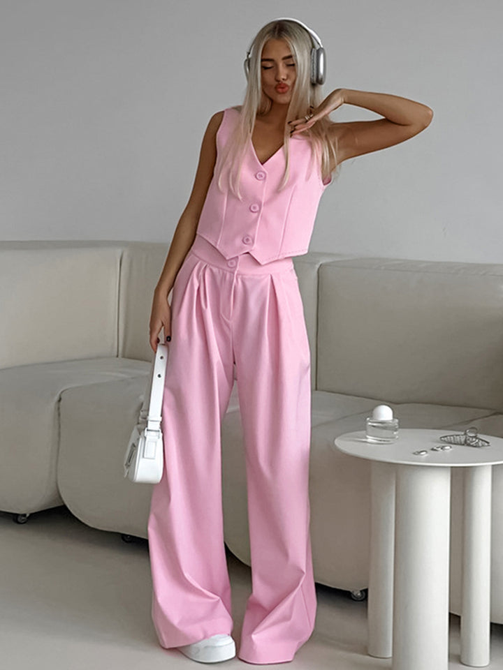 Dame Elegant To-delt med moderne blazer og vide bukser Stilla